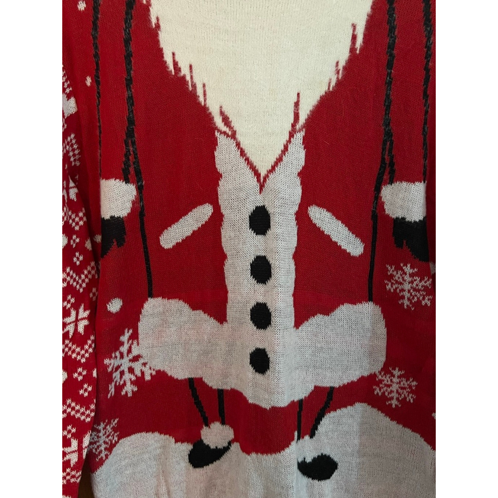Women's Red & White Santa Ugly Christmas Crew Neck Sweater Size M GUC - Picture 3 of 8